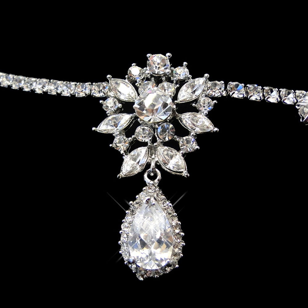 Accessori per capelli da sposa in zircone, catena per capelli con pendente a goccia d'acqua con diamanti, copricapo in cristallo lucido europeo e americano, catena per capelli_voghion.com