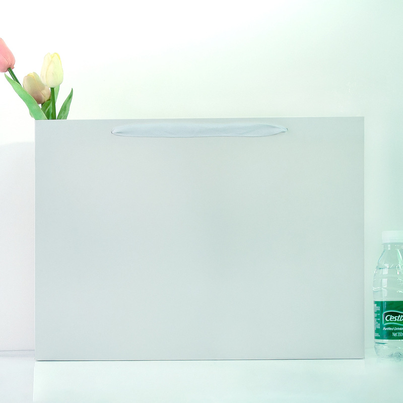 現物卸売り白紙紙純白袋服装店包装袋プレゼント手提げ袋paper tote bag|undefined