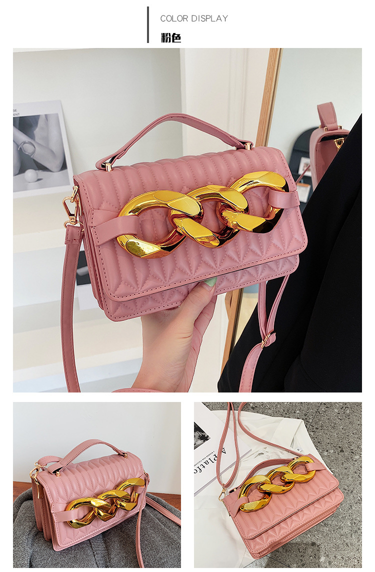 Fashion Chain Lingge Handbag 2021 Fall New Retro Simple Small Square Bag Wholesale display picture 7