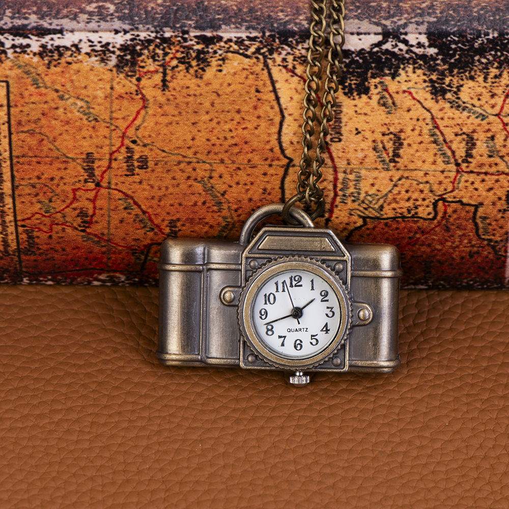 Quartz watch small camera pocket watch necklace bronze student lovers watch a generation of pocket watch 7018