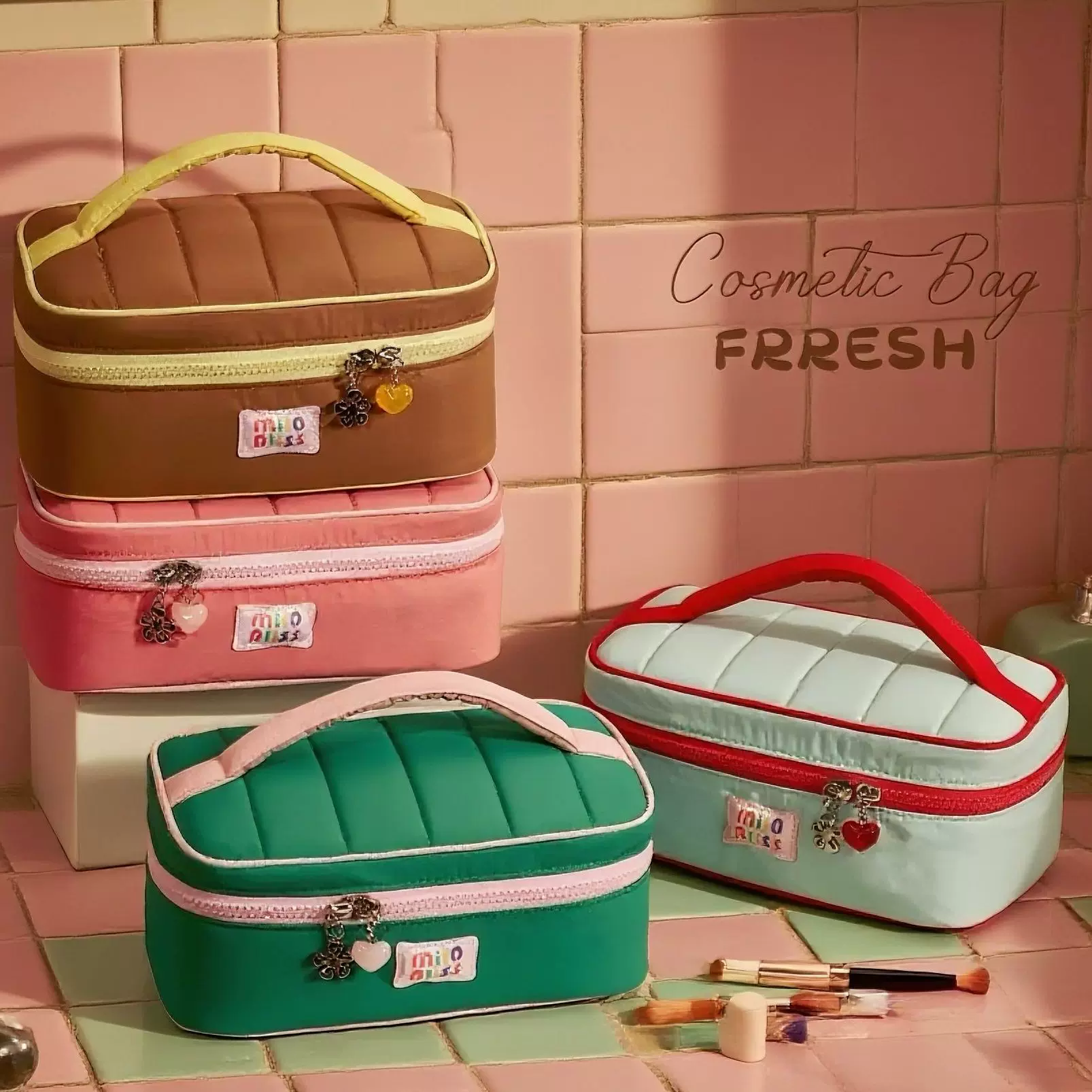 高颜值手提式化妆包收纳分区大容量家用包包女生护肤品旅行收纳包