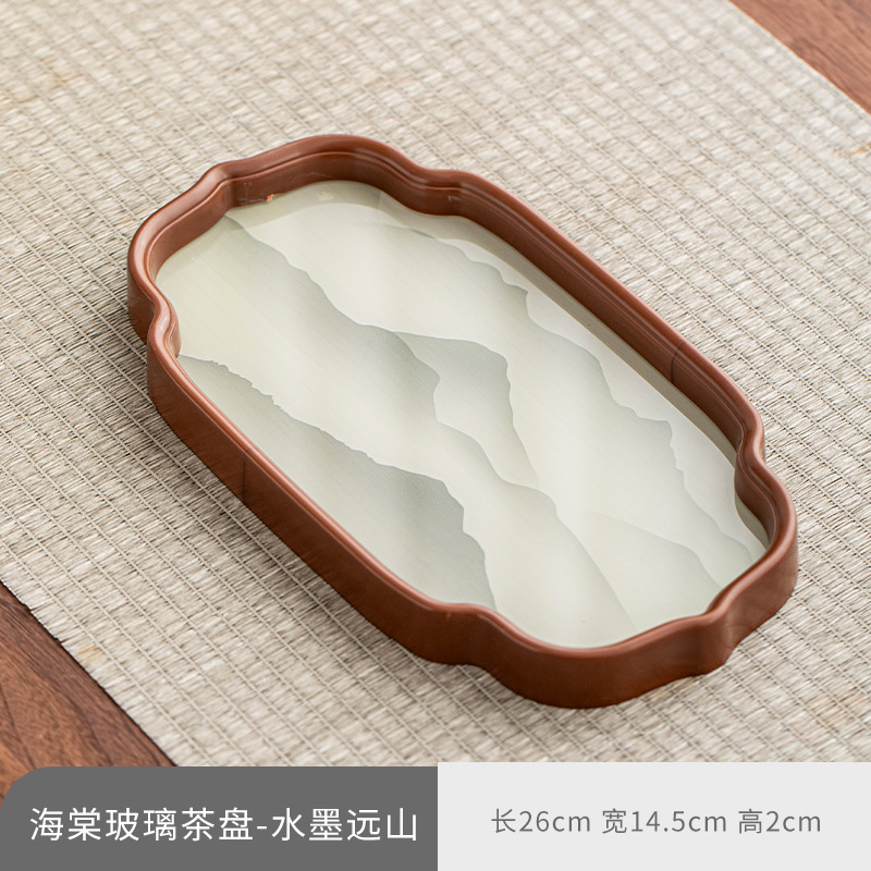 YP Haitang ink distant mountain glass tray
