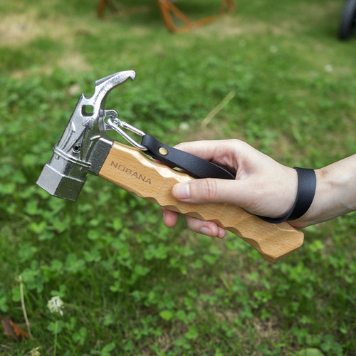 NOBANA outdoor multi-functional camping hammer stainless steel canopy tent hammer beech handle household portable mini hammer