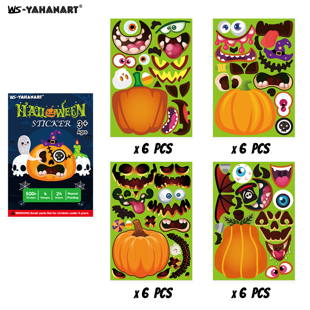 Calcomanías de Expresiones de Monstruos para Juegos DIY de Papel Estucado para Halloween