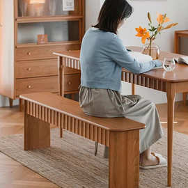 舜伊久伴长凳日式实木长凳原木长条凳子床尾凳家用北欧餐厅长板凳