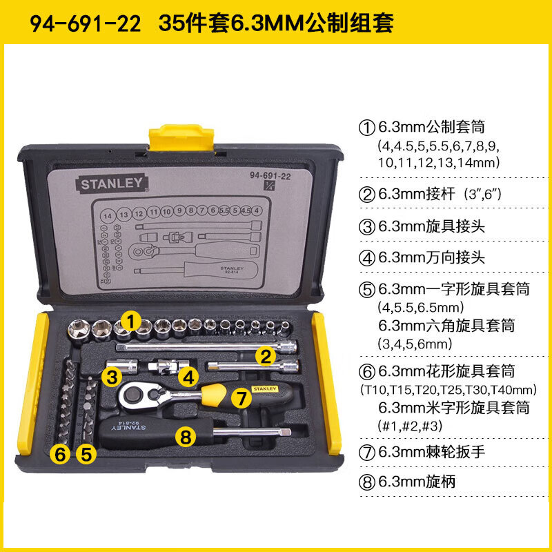 35개 세트 6.3mm 시리즈 미터법 세트 94-691-22