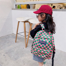 2024新款格子小清新男女童韩版休闲背包简约可爱双肩包儿童小书包