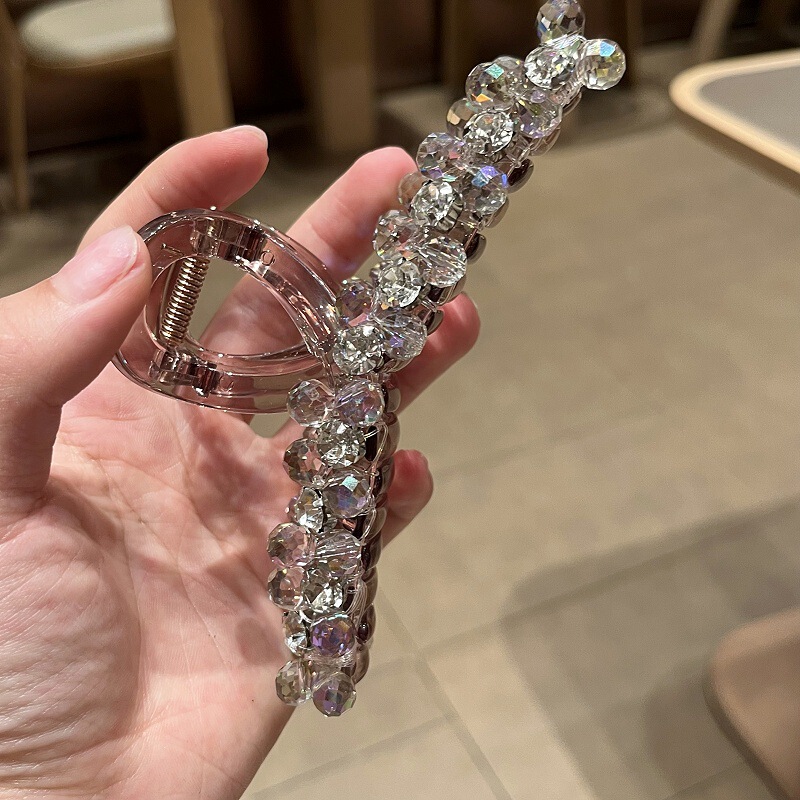 韓国版の軽い高級ラインストーンクリップ、高級感、中型ヘアクリップ、気質、女性用ハーフタイヘアクリップ、ヘアアクセサリー、ヘッドドレス|undefined