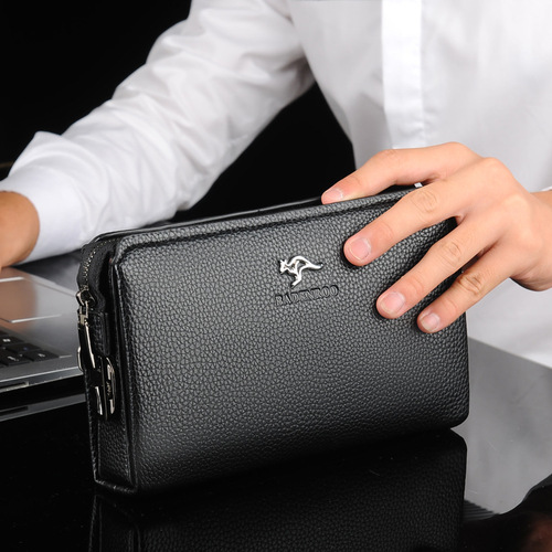 Cross-border new men's bag men's lock handbag PU Korean version business multi-card position wallet men's phone bag wholesale