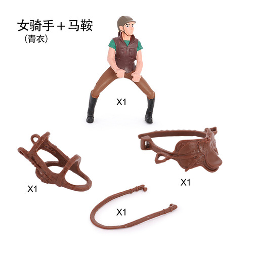 Children's simulation animal toys wild animal model set horse white horse thousand li horse athletic rider jockey