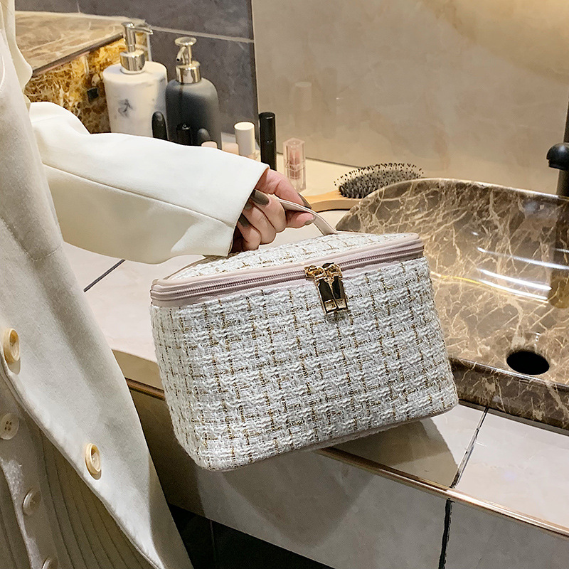 Neceser de Cuadros de Lana - Gran Capacidad, de Algodón, para Aseo (Venta al por Mayor)