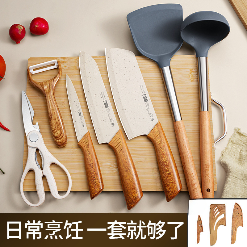 Combinación de un conjunto completo de herramientas de alimentos complementarios, cocina doméstica, un conjunto completo de herramientas, utensilios de cocina, cuchillo de cocina para bebés, tablero de cocina 2 en 1