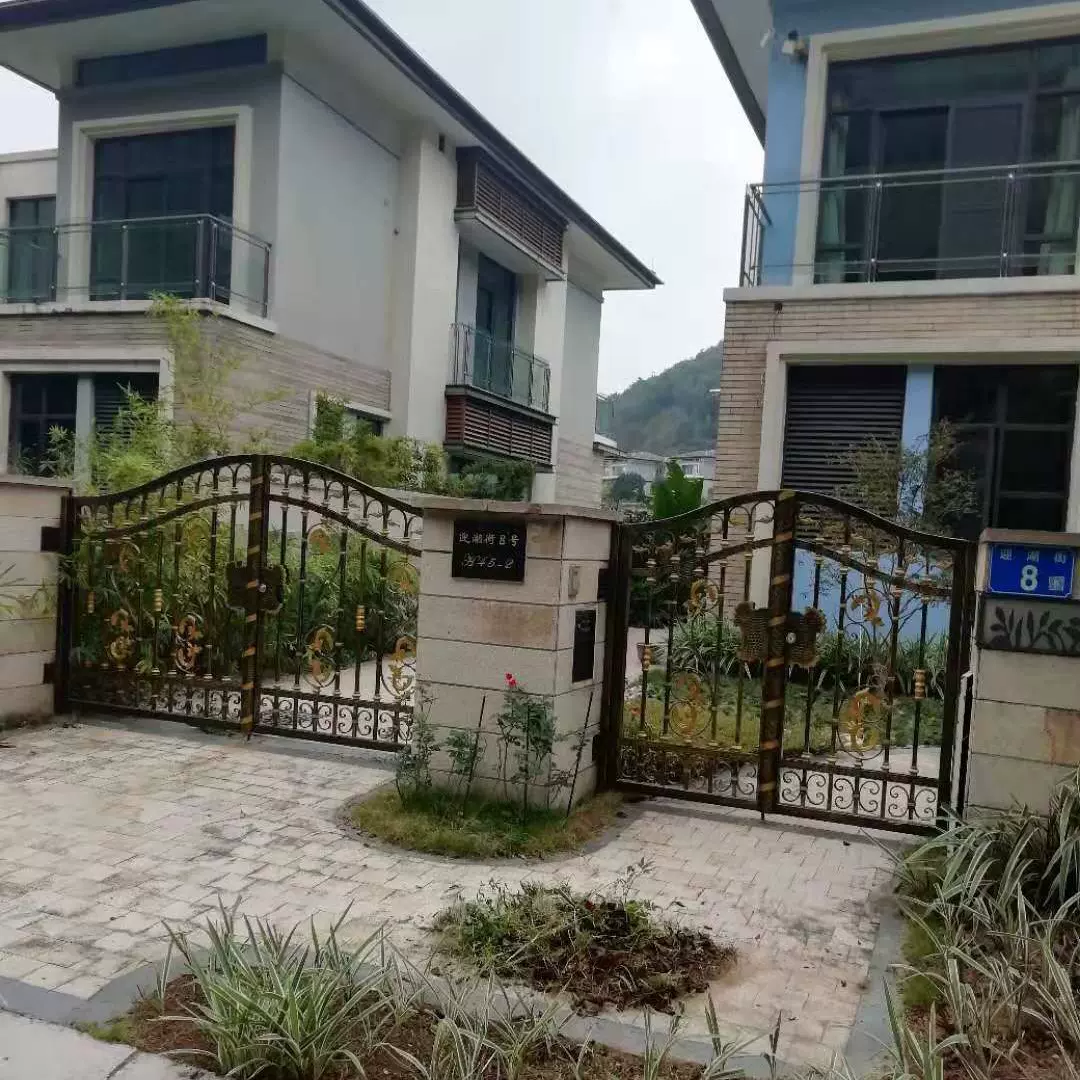 广东大门特价户外庭院铁艺门厂家生产欧式别墅平移母子大铁艺大门