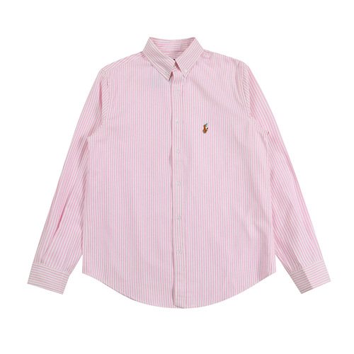 Southeast Asian Oxford Stripe Shirt with Pony Embroidery Button-Down Collar Long-Sleeve Casual Women's Shirt