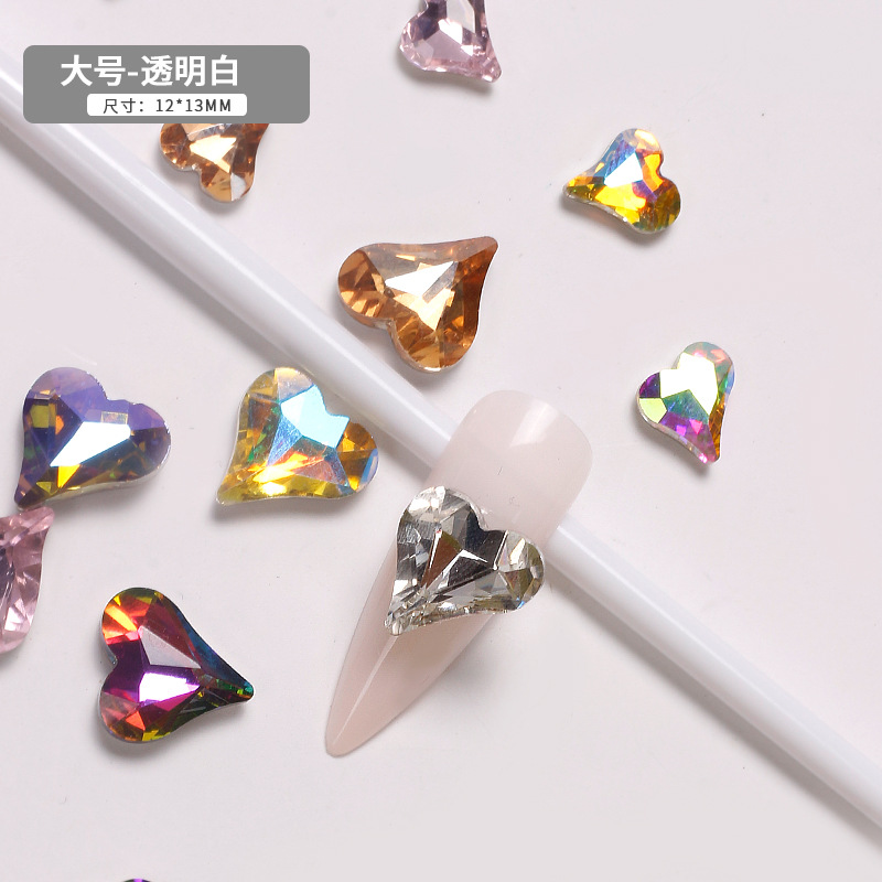 Explosiones japonesas en línea manicuría amor cristal color fantasía perforación de corazón de corazón de corazón gran taladro de cabeza de joyas de braza de la novia