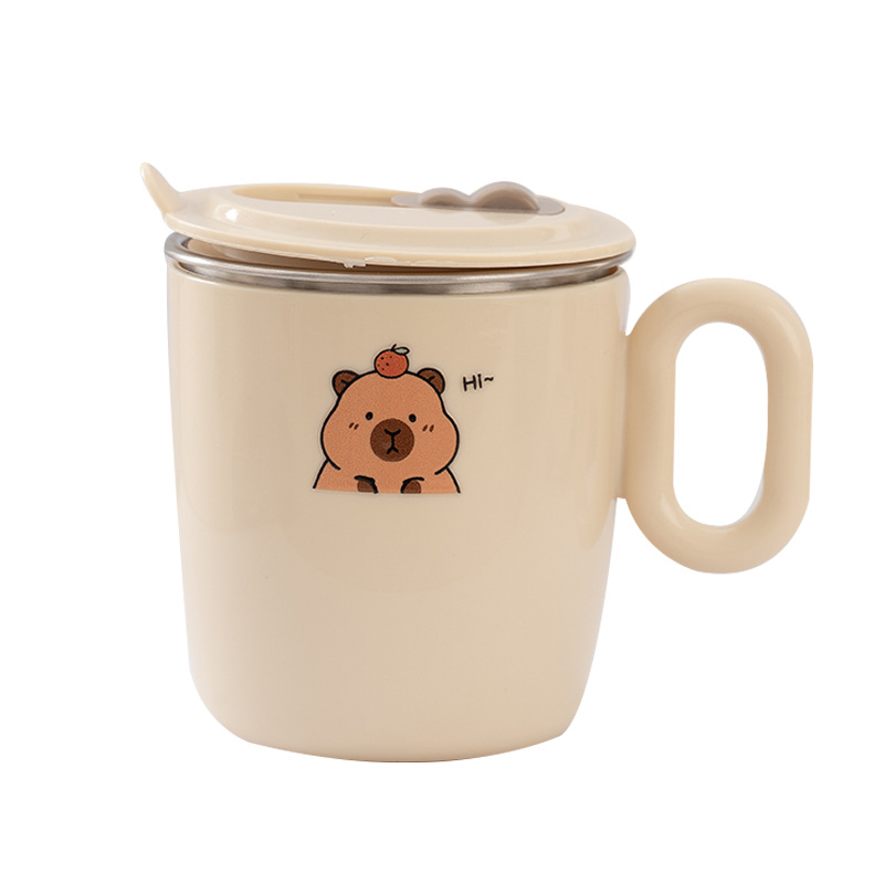 Taza de agua para niños 304 acero inoxidable anti-escaldado casero botellas de paja de leche taza de leche bebés taza de leche