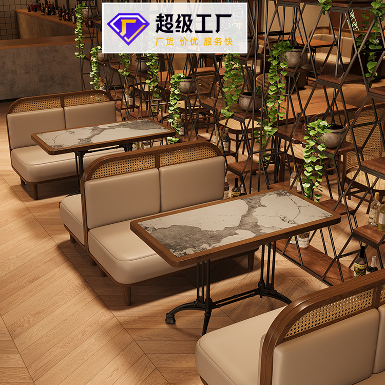 Cadenas de tiendas de té tailandés mesa y silla de sofá combinación de asiento de tarjeta de restaurante japonés restaurante bar Hotpot restaurante occidental mesa de comedor