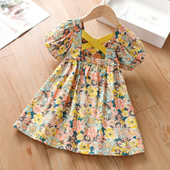 Girls' Princess Summer Newborn Baby Pure Cotton Dress 3-Year-Old Children Trendy Cute Floral Skirts for Kids