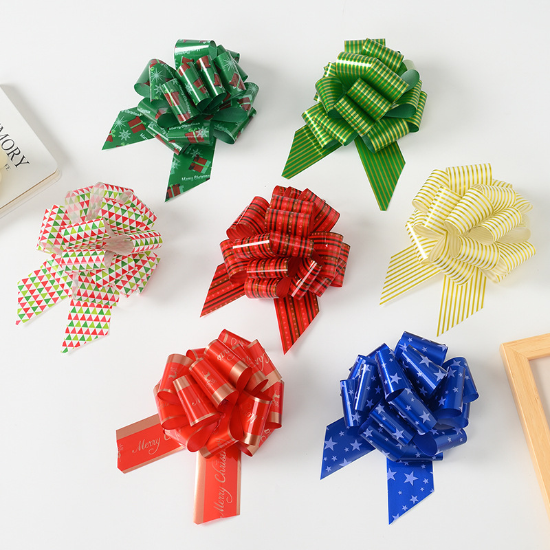 Explosiva de Navidad transfronteriza 4cm flor de bola estampada regalo de Navidad decoración de embalaje rosa cinta multicolor y múltiples patrones