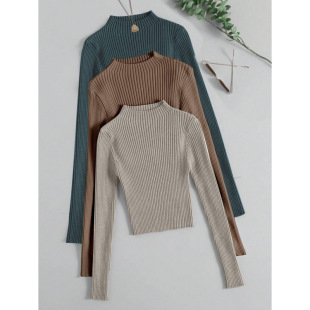 N 33704 Cropped slim mock neck knit �̿���������Ië��
