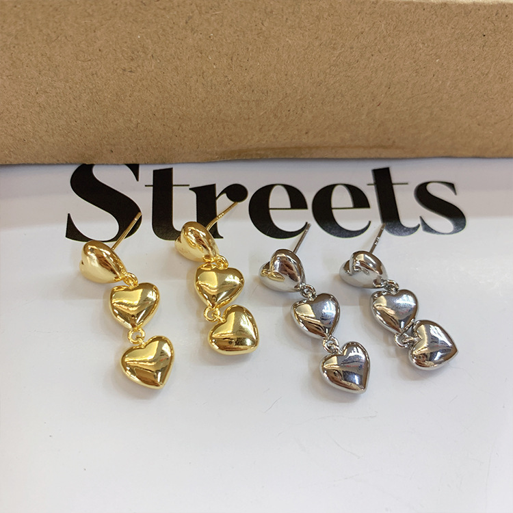 12g Weight 1 Pair Simple Style Heart Shape Plating Copper Drop Earrings