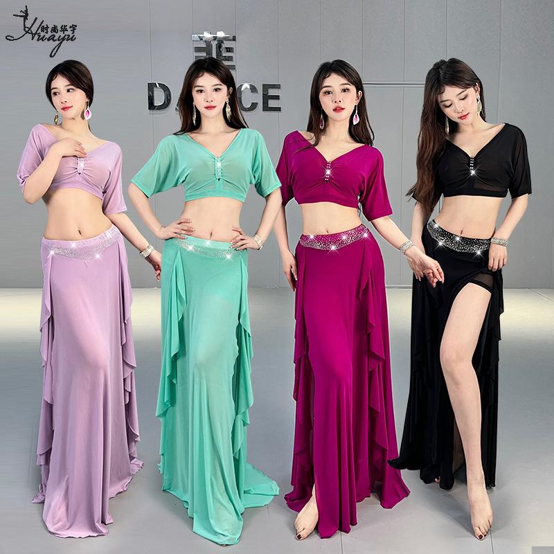 Huayu Belly Dance Clothing 2025 New Oriental Dance Performance Clothing Mesh Practice Clothing Women's Group Class Uniform Suit Huayu Belly Dance Clothing 2025 New Oriental Dance Performance Clothing Mesh Practice Clothing Women's Group Class Uniform Suit