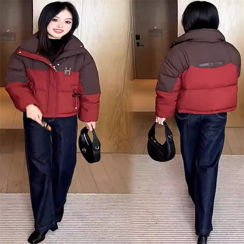 韩版穿搭简约印花羽绒棉服2024冬季新款百搭宽松女士保暖外套上衣