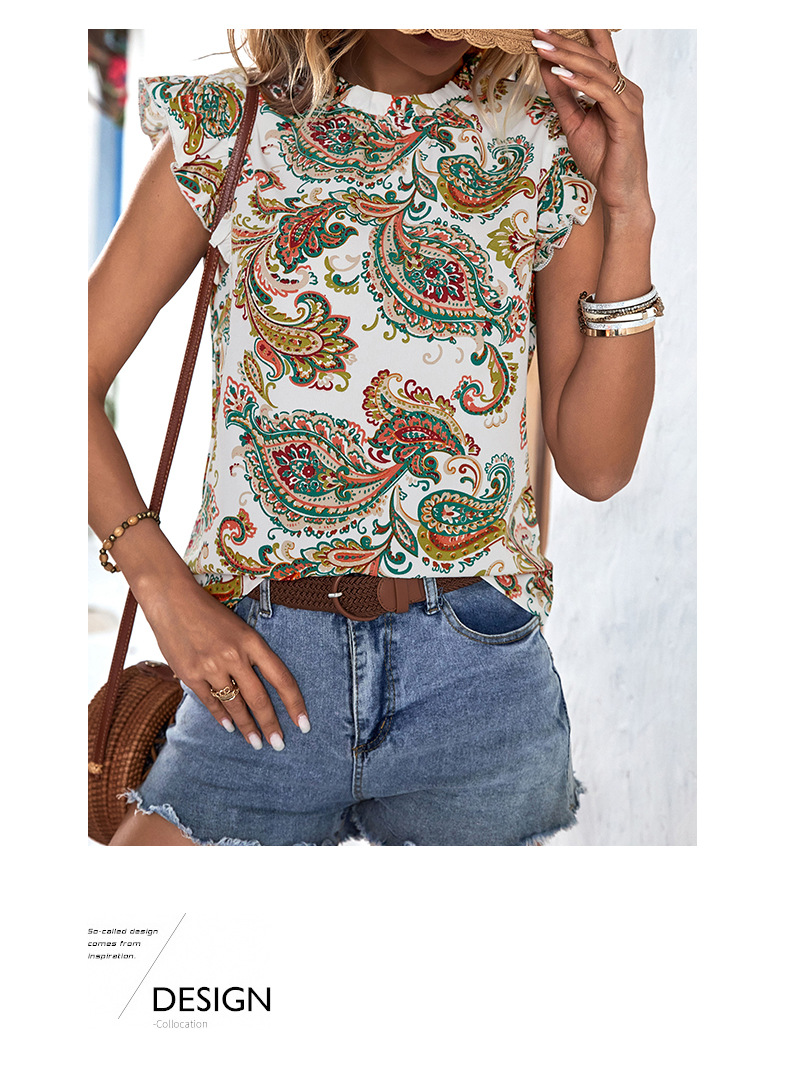 Overhemd met etnische stijl en print met vliegende mouwen_voghion.com