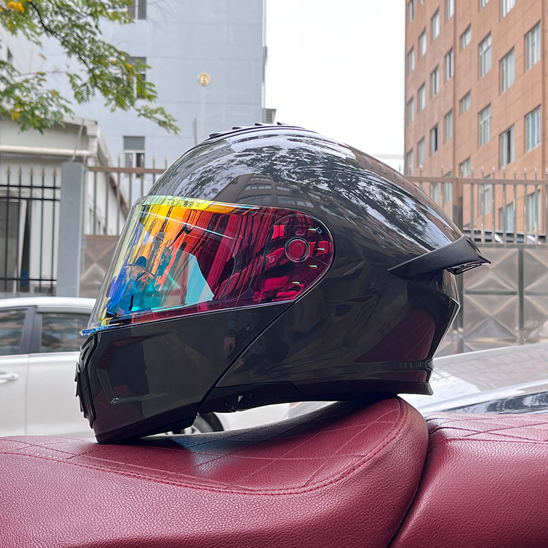 Orz casco de coche eléctrico masculino y femenino casco de verano doble espejo trasero medio completo personalidad cuatro estaciones pareja Bluetooth