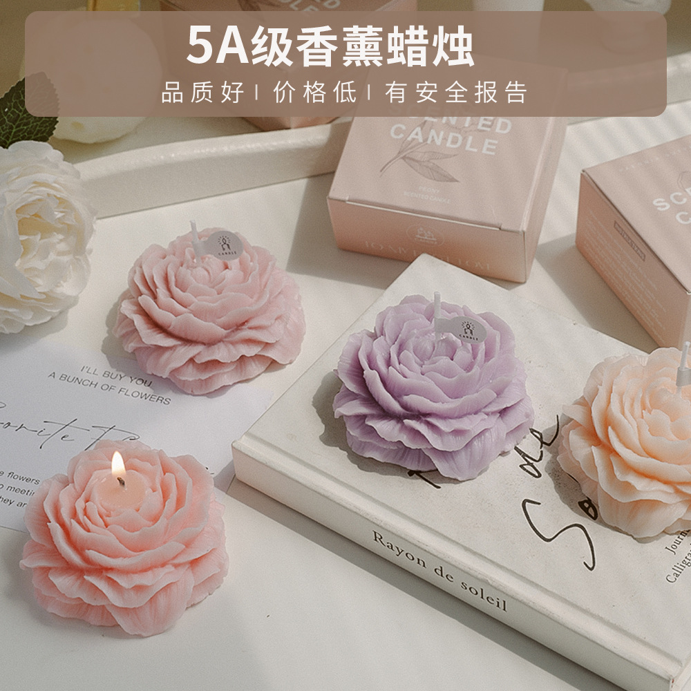 Vela de aromaterapia de flores de peonía, regalo de mano, OEM personalizado, procesamiento de ODM, cera de modelado de fragancias OEM