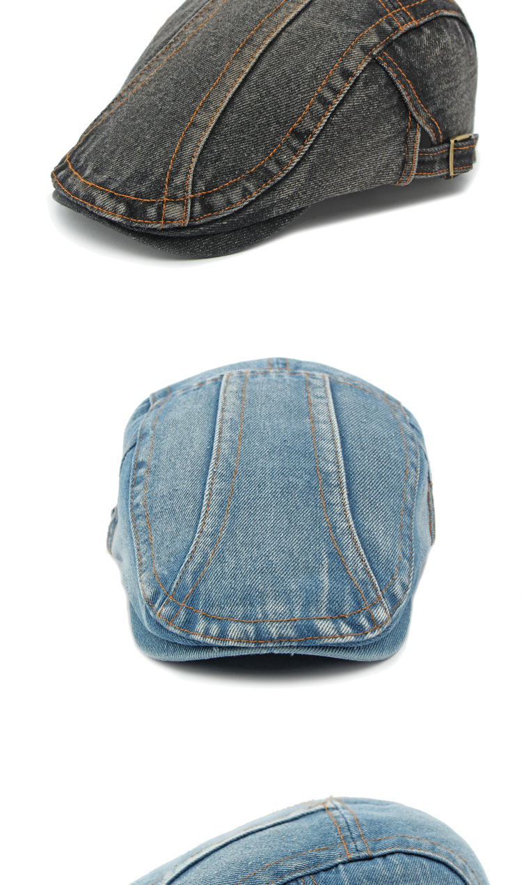 Béret rétro unisexe pour hommes et femmes, casquette en denim délavé, tendance_voghion.com