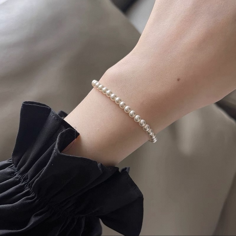 Natural Freshwater Pearl Bracelet 4.5-5mm Nearly Round, Almost Flawless Leather Cord, Not Easy to Break, Sweet and High-End for Women