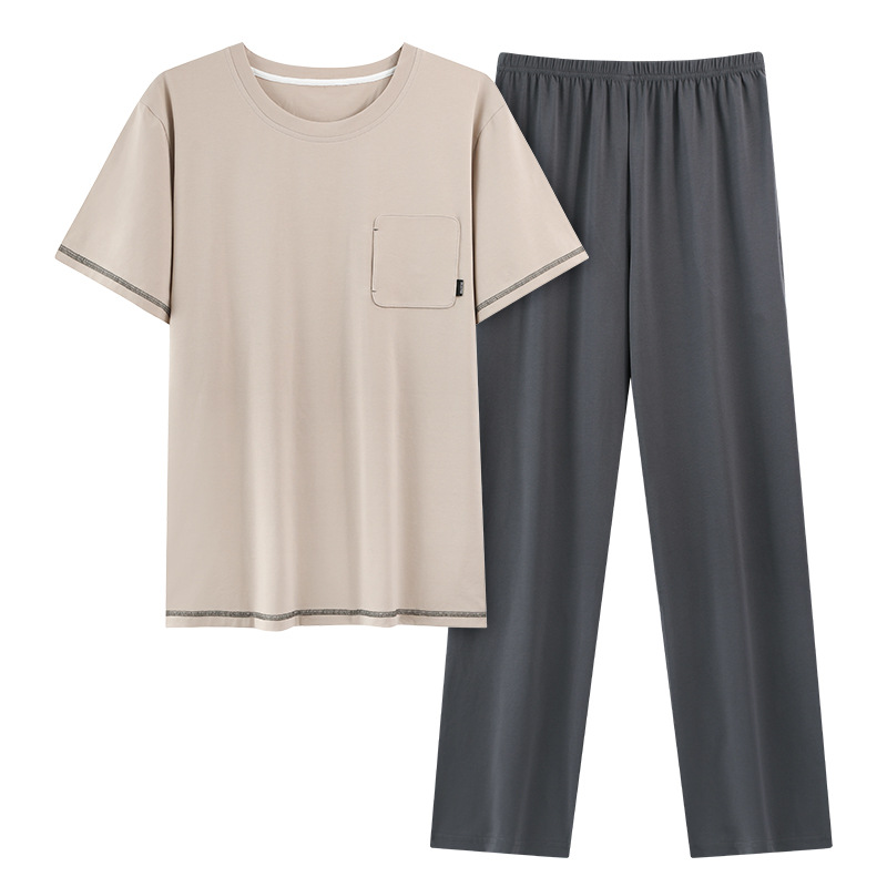 Pijamas de hombre verano algodón puro 2025 nuevo verano fresco algodón fresco pantalones de manga corta se pueden usar al aire libre traje de servicio a domicilio