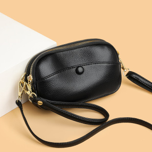2024 Spring New Mobile Phone Bag Women's Soft Leather Shoulder Crossbody Handheld Mini Small Bag Middle-Aged and Elderly Mom Bag