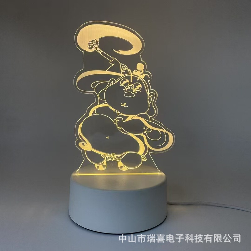 クロスボーダークリエイティブ Nezha Labubu 3D ナイトライトアクリル雰囲気ライト誕生日ギフトベッドサイド子供用テーブルランプ|undefined