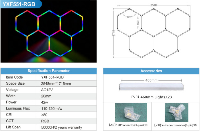 정사이즈 다섯 구멍-RGB 빛 색상 "85-265V]