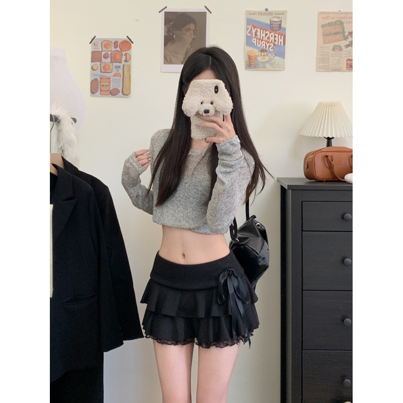 Lace skirt with bow, plus size, A-line
