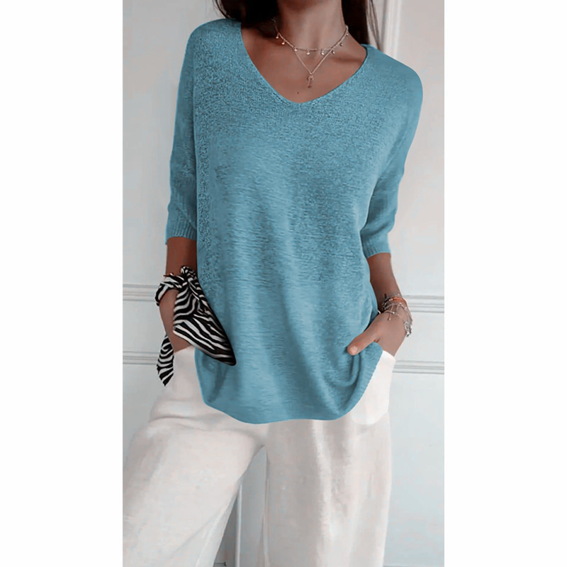 Women's Sweater 3/4 Length Sleeve Sweaters & Cardigans Simple Style Solid Color display picture 2