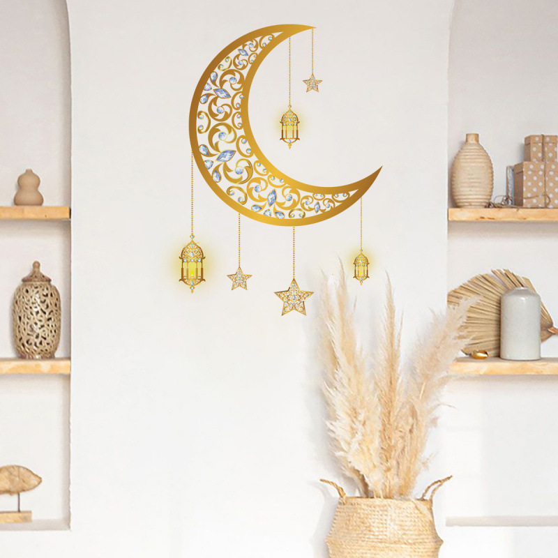 新款ACC64051创意月亮灯墙贴卧室客厅家居背景装饰可移除贴纸自粘