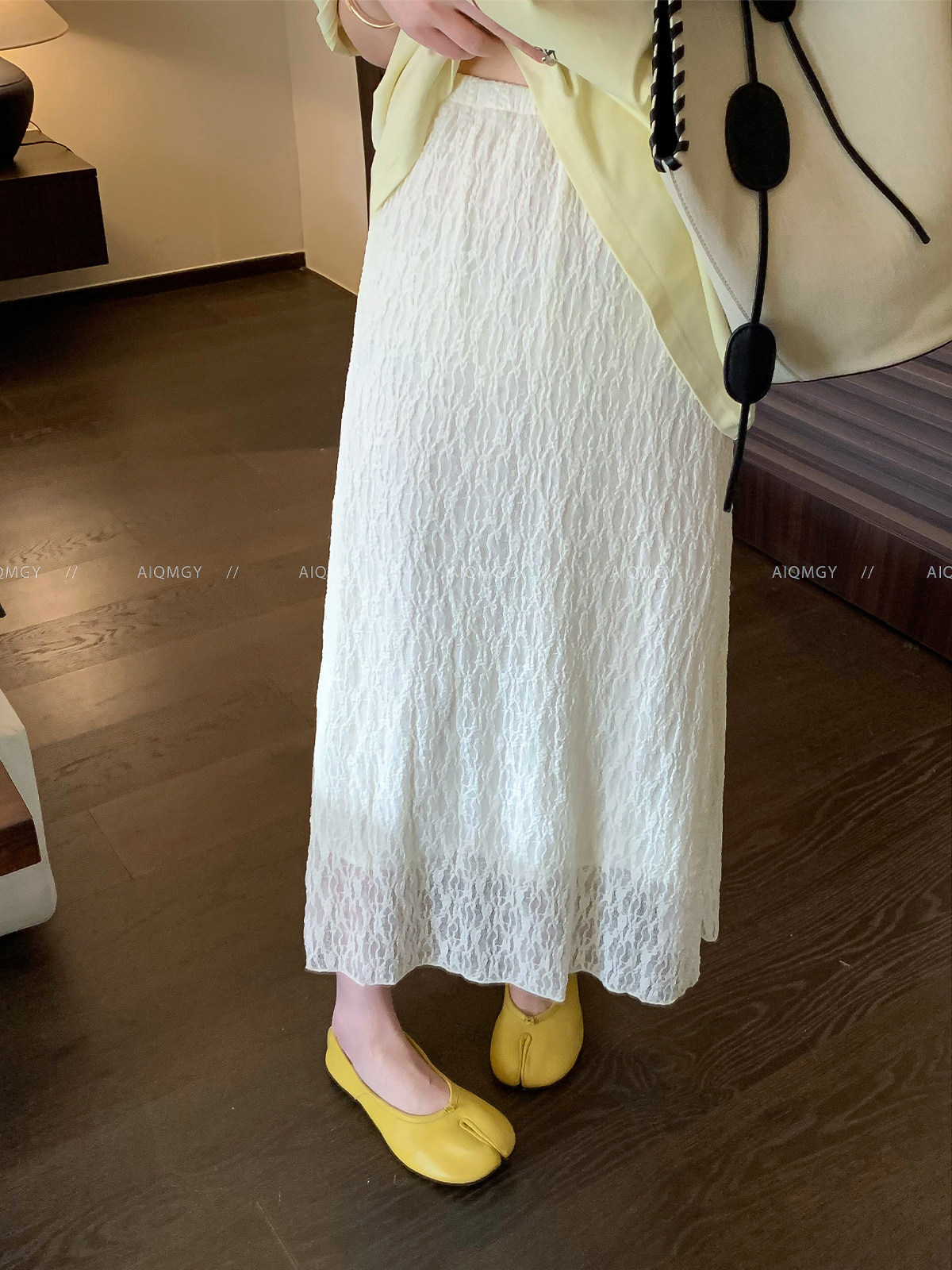 Fitted brand solid color summer long skirt, loose straight fit, high waist