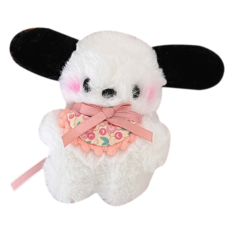 Tiktok mismo estilo de peluche babero con miedo de perro chica corazón bolsa de mochila colgante de pelo largo muñeca creativa llavero de peluche