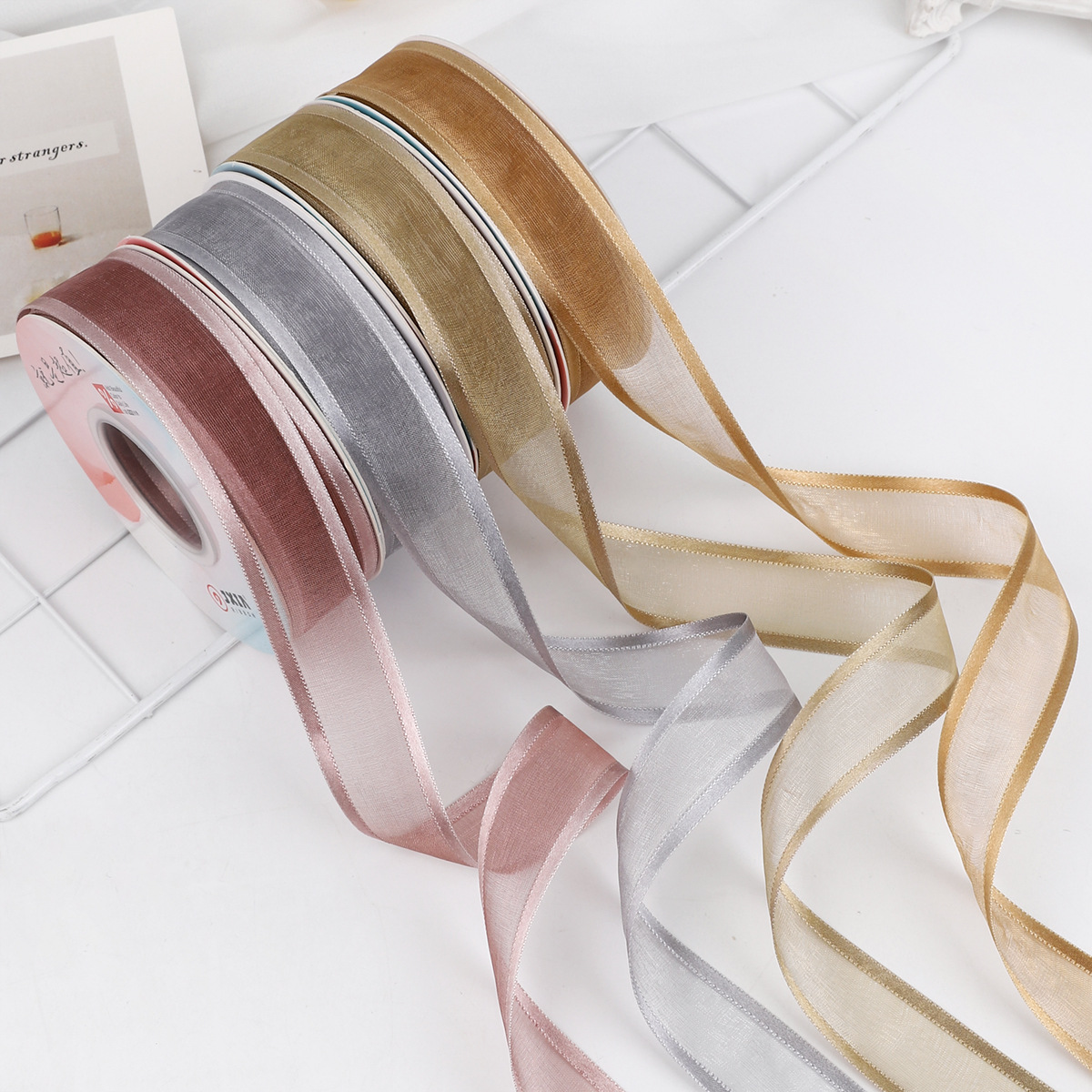 Transparent snow chiffon ribbon polyester band snow chiffon band gift box cake decoration flowers packaging ribbon solid color satin ribbon material