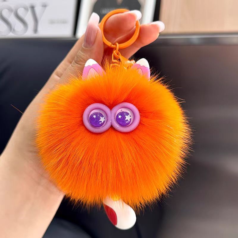 verdadero zorro pelo gatito colgante lindo peluche red rojo llavero de automóvil bolso colgante regalo de cumpleaños