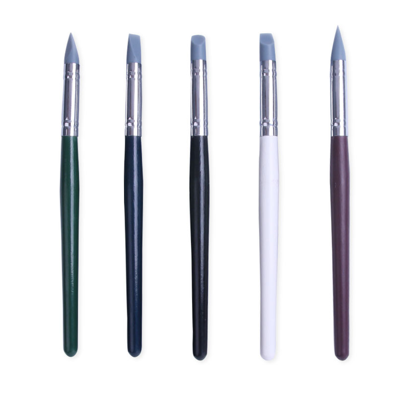 厂家直销新款彩绘笔美甲笔刷陶艺泥塑工具压痕笔硅胶笔5支套装