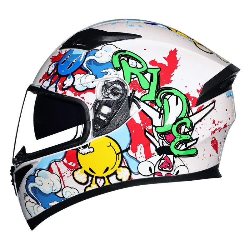 Jiekai casco de motocicleta de doble lente para hombre fuera de la carretera casco para correr coche eléctrico de Invierno para mujer tapa completa casco completo