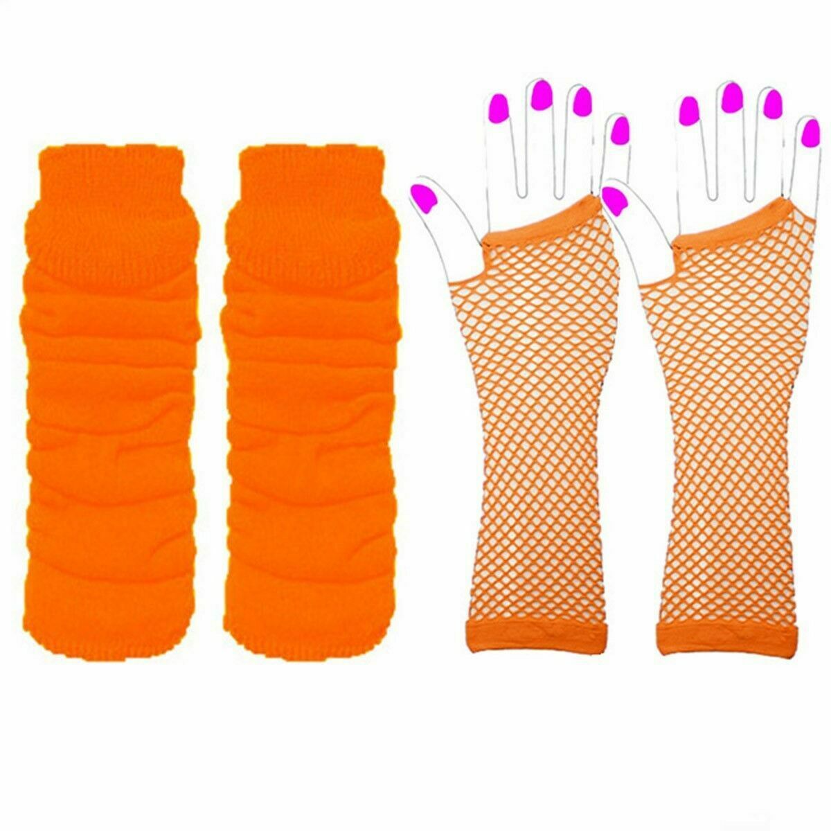 1980 solo partido vestido de cuatro colores neón collar pulsera Lightning pendientes red pesca guantes pierna calcetines seis traje