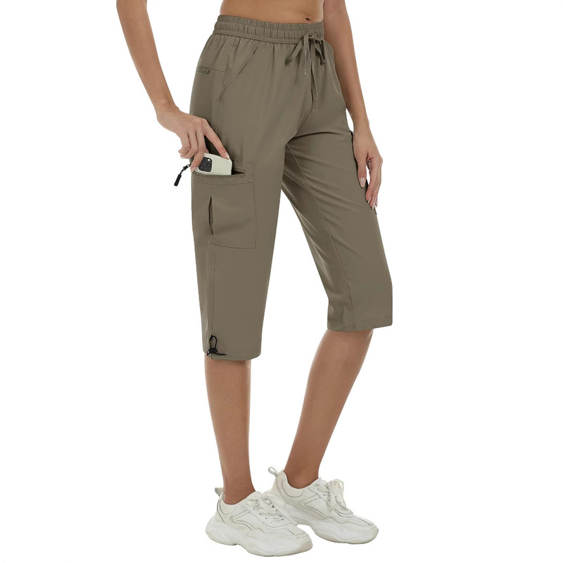 Amazon Summer New Women's Lightweight Hiking Multi-Pocket Overalls Quick-Drying Waterproof Outdoor Sports Casual Pants