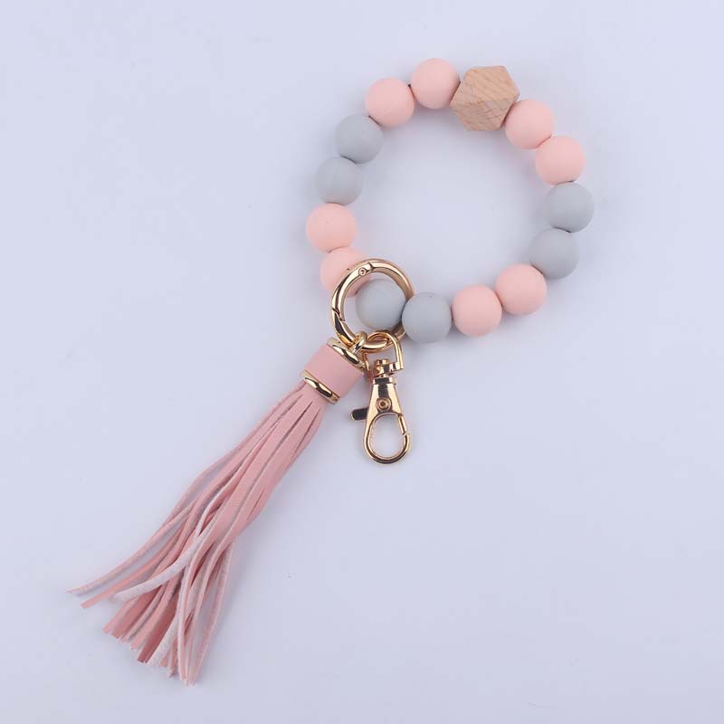Alloy, Silica Gel Material Simple Style Artistic Color Block Alloy Silica Gel Beaded Women's Keychain