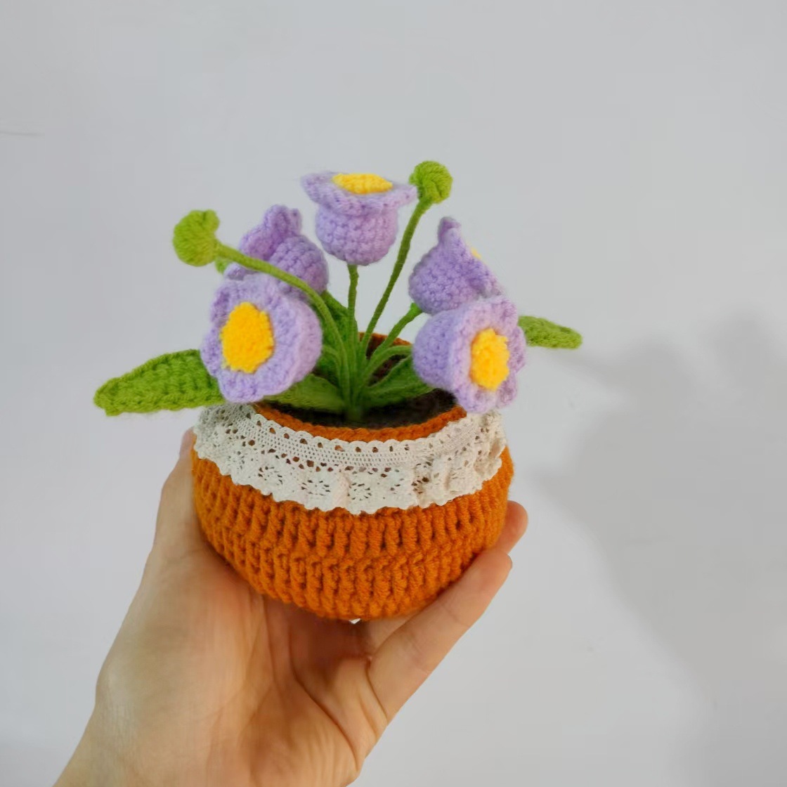 Productos acabados de lana tejida a mano flor de punto de hippopotamus imitación flor inmortal flor creativa ganchillo decoración ornamentos florales