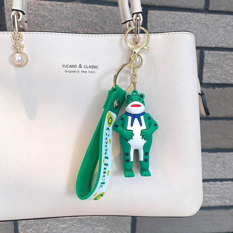 Internet celebridad Rana llavero cabeza cubierta Rana llavero de silicona muñeca coche llavero bolsa adornos pequeño regalo